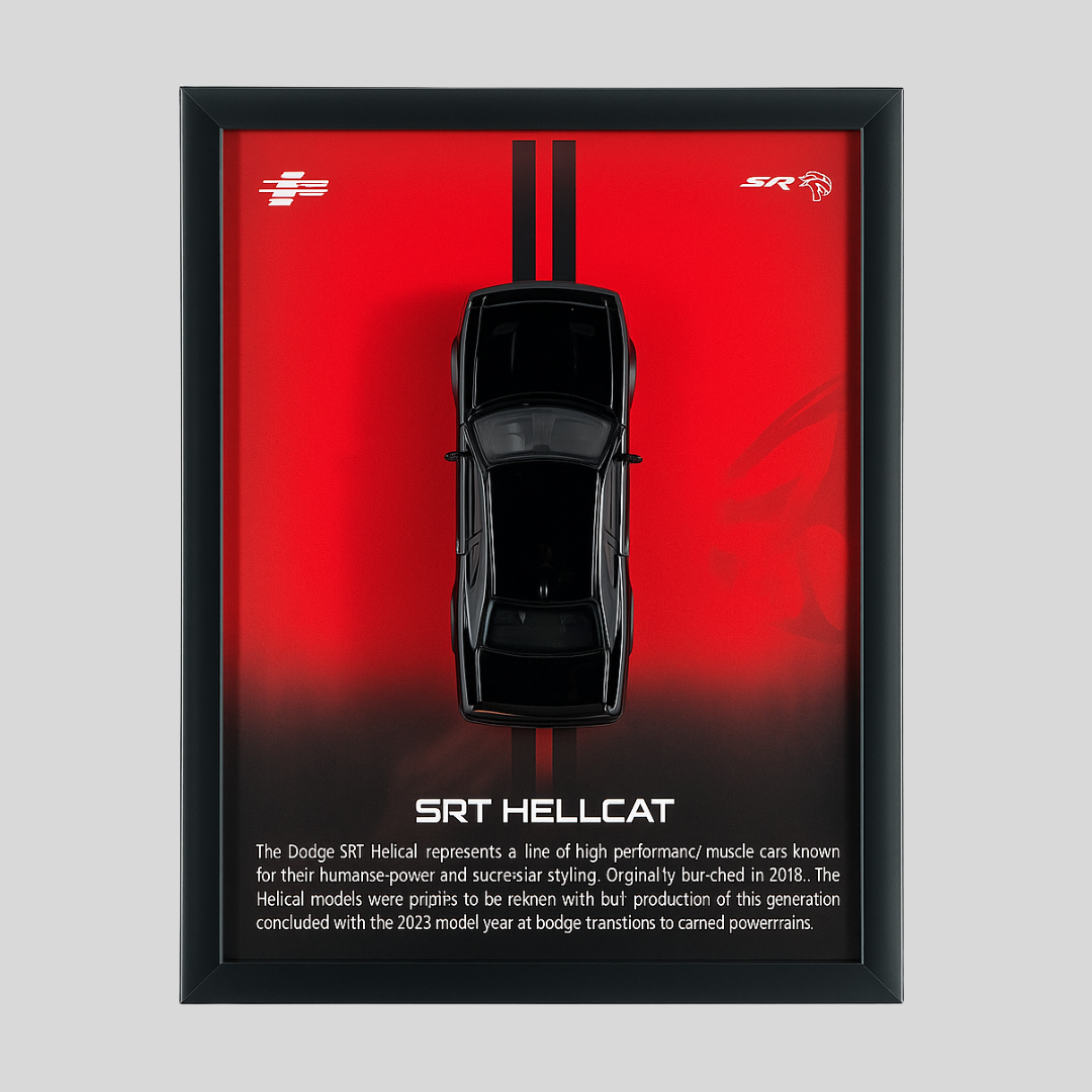Dodge SRT Hellcat Diecast Car Frame 1:32  – 3D Wall Art