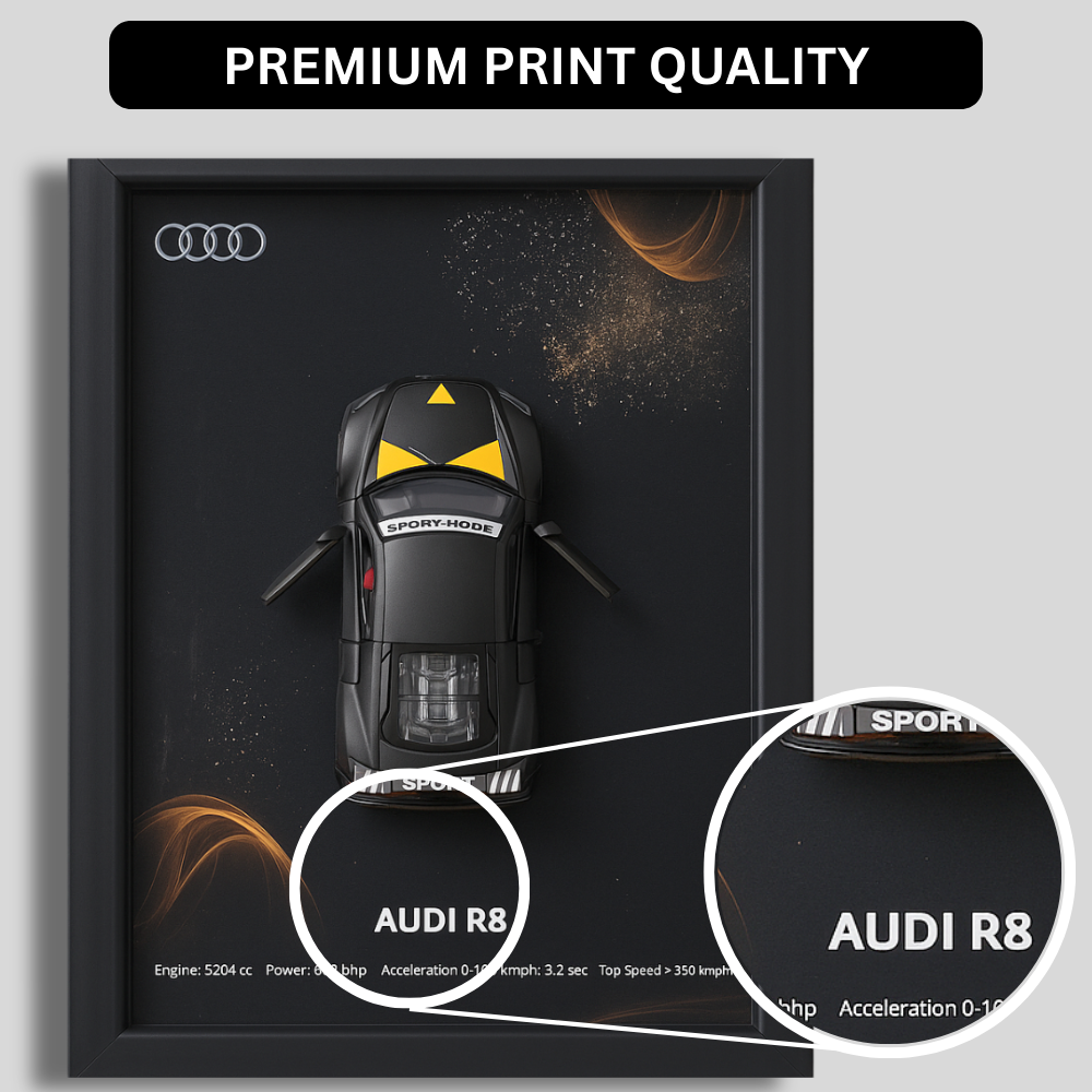 Audi R8 3D Supercar Wall Art – Diecast Car 1:43 Model