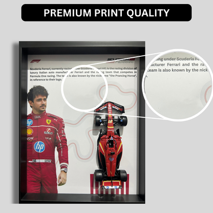 Charles Lelerc with Bburagos F1 Scuderia Ferrari Diecast Car Frame 1:43  – 3D Wall Art