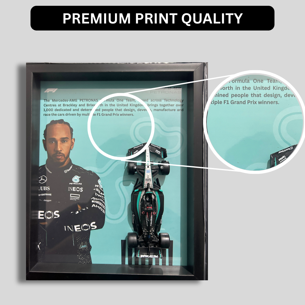 Lewis Hamilton with Bburagos F1 AMG Petronas Diecast Car Frame 1:43  – 3D Wall Art