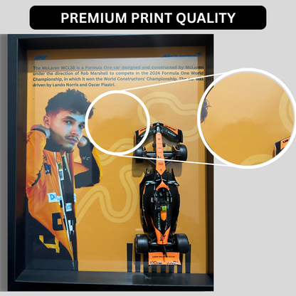 Lando Norris with Bburagos Mclaren F1 MCL38 Diecast Car Frame 1:43  – 3D Wall Art