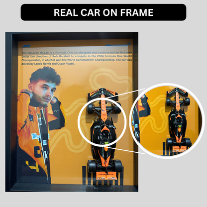 Lando Norris with Bburagos Mclaren F1 MCL38 Diecast Car Frame 1:43  – 3D Wall Art