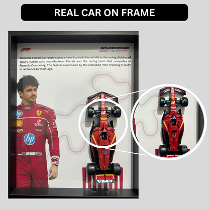 Charles Lelerc with Bburagos F1 Scuderia Ferrari Diecast Car Frame 1:43  – 3D Wall Art