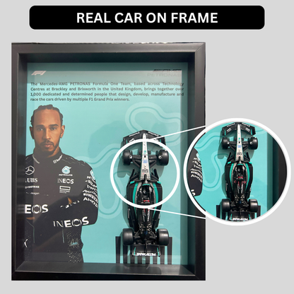 Lewis Hamilton with Bburagos F1 AMG Petronas Diecast Car Frame 1:43  – 3D Wall Art