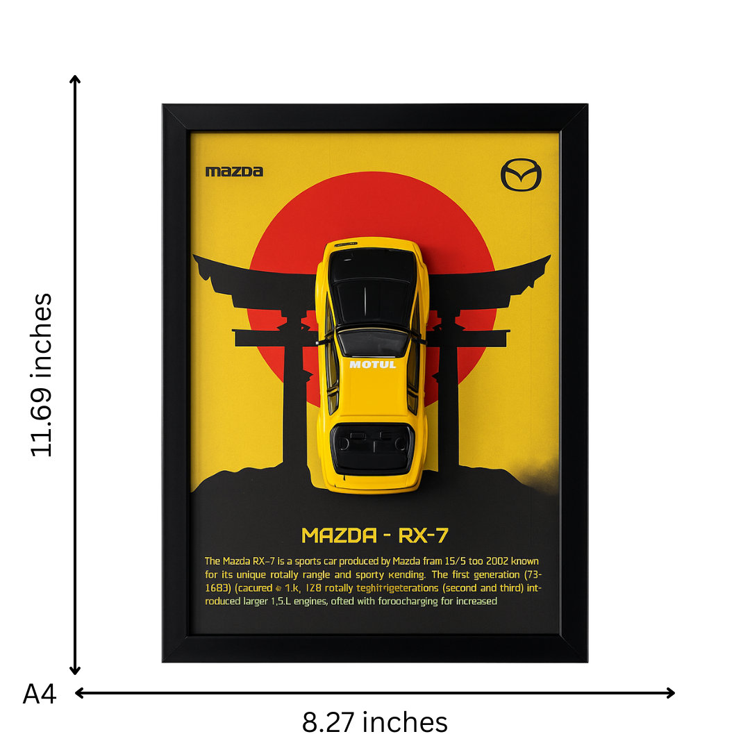 Mazda Rx-7 Diecast Car Frame 1:32  – 3D Wall Art