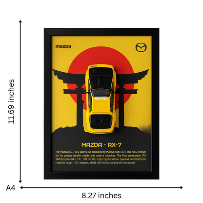 Mazda Rx-7 Diecast Car Frame 1:32  – 3D Wall Art