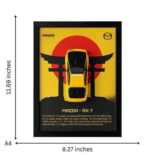 Mazda Rx-7 Diecast Car Frame 1:32  – 3D Wall Art