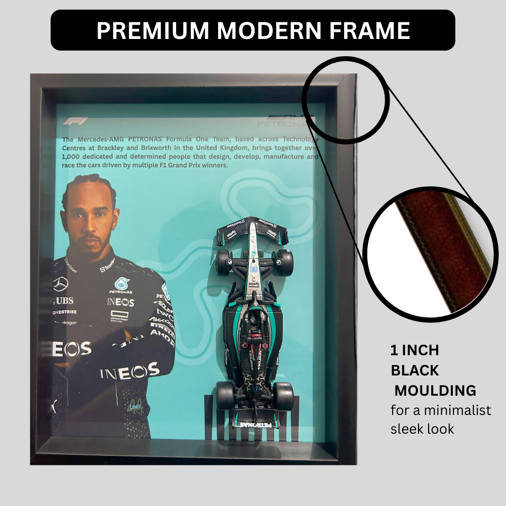 Lewis Hamilton with Bburagos F1 AMG Petronas Diecast Car Frame 1:43  – 3D Wall Art