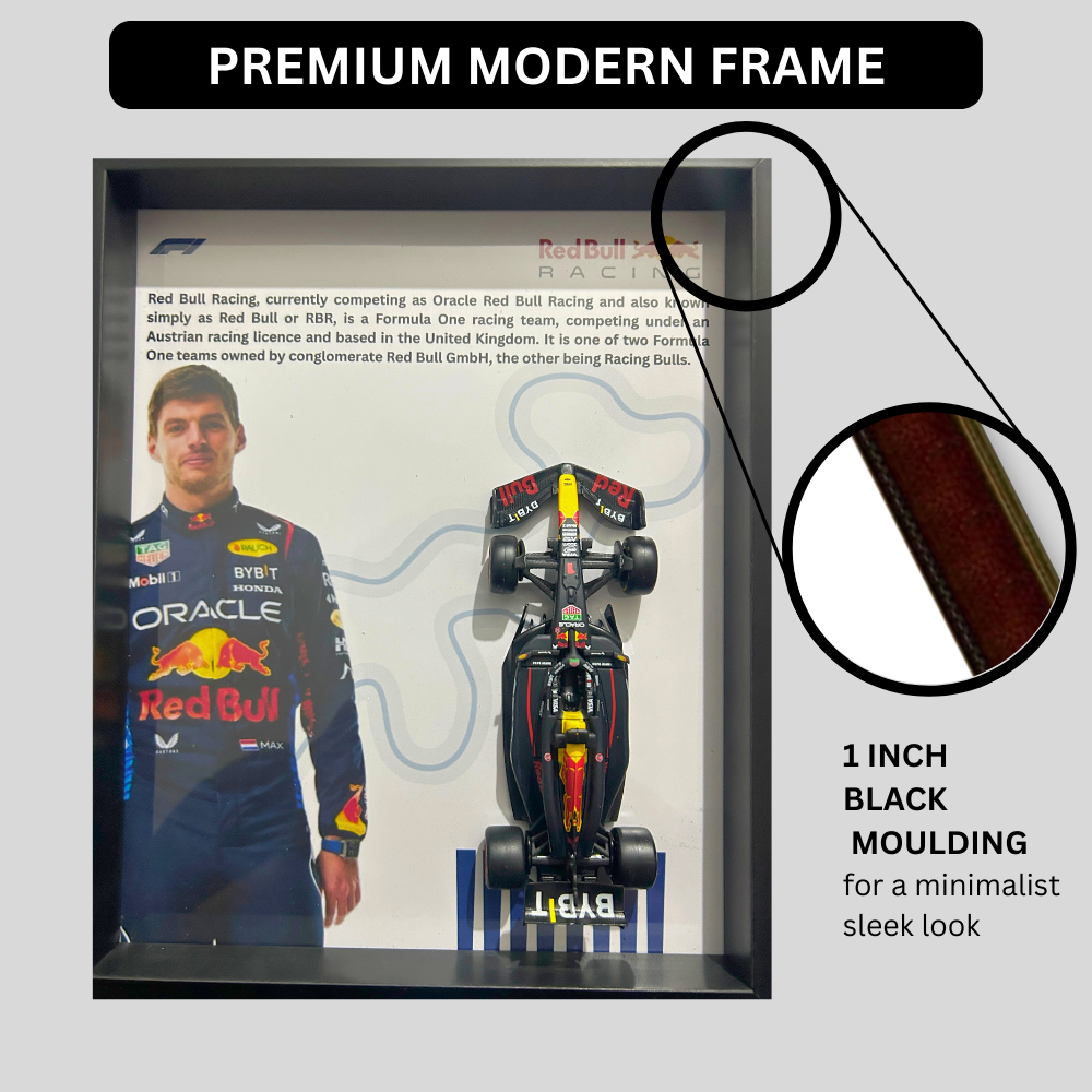 Max Verstappen with Bburagos F1 Red Bull Racing Oracle Diecast Car Frame 1:43  – 3D Wall Art