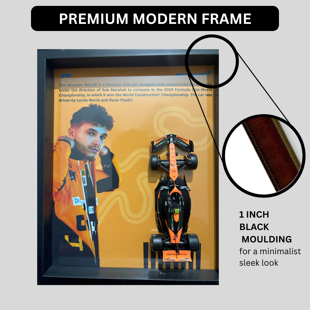 Lando Norris with Bburagos Mclaren F1 MCL38 Diecast Car Frame 1:43  – 3D Wall Art