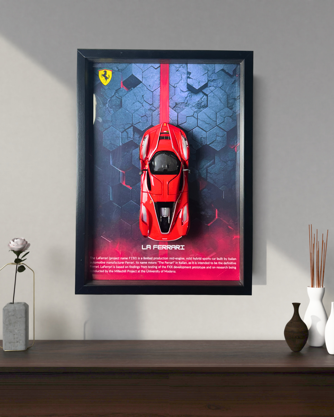 Ferrari LA FERRARI Diecast Car Frame 1:32 – 3D Wall Art for Collectors