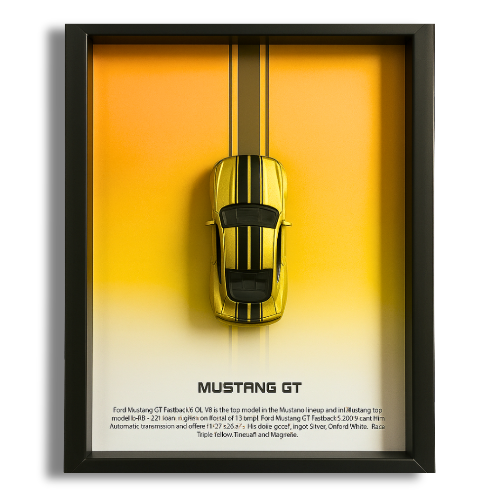 Ford Mustang GT Diecast Car Frame 1:64  – 3D Wall Art