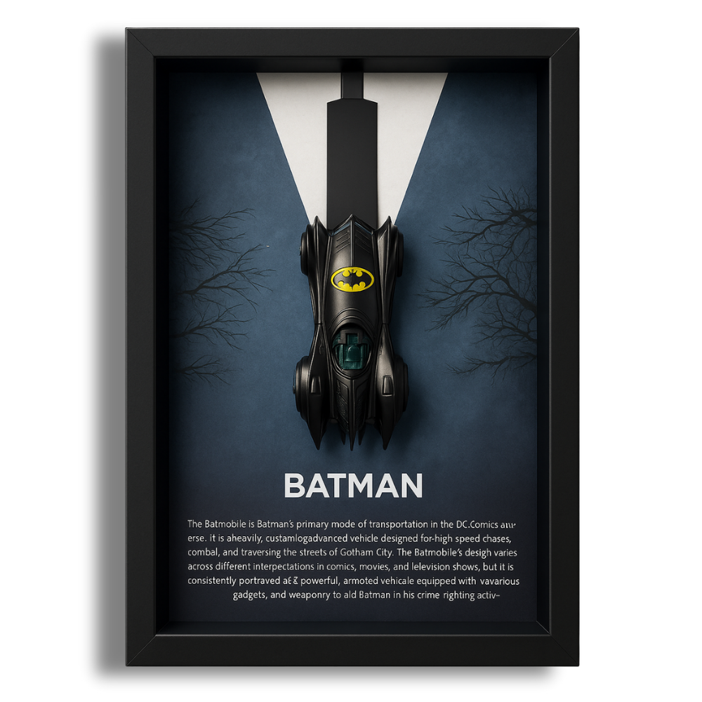 Batman Batmobile V1 3D Framed Collectible Display – Diecast Car 1:64 Model