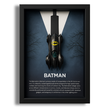 Batman Batmobile V1 3D Framed Collectible Display – Diecast Car 1:64 Model