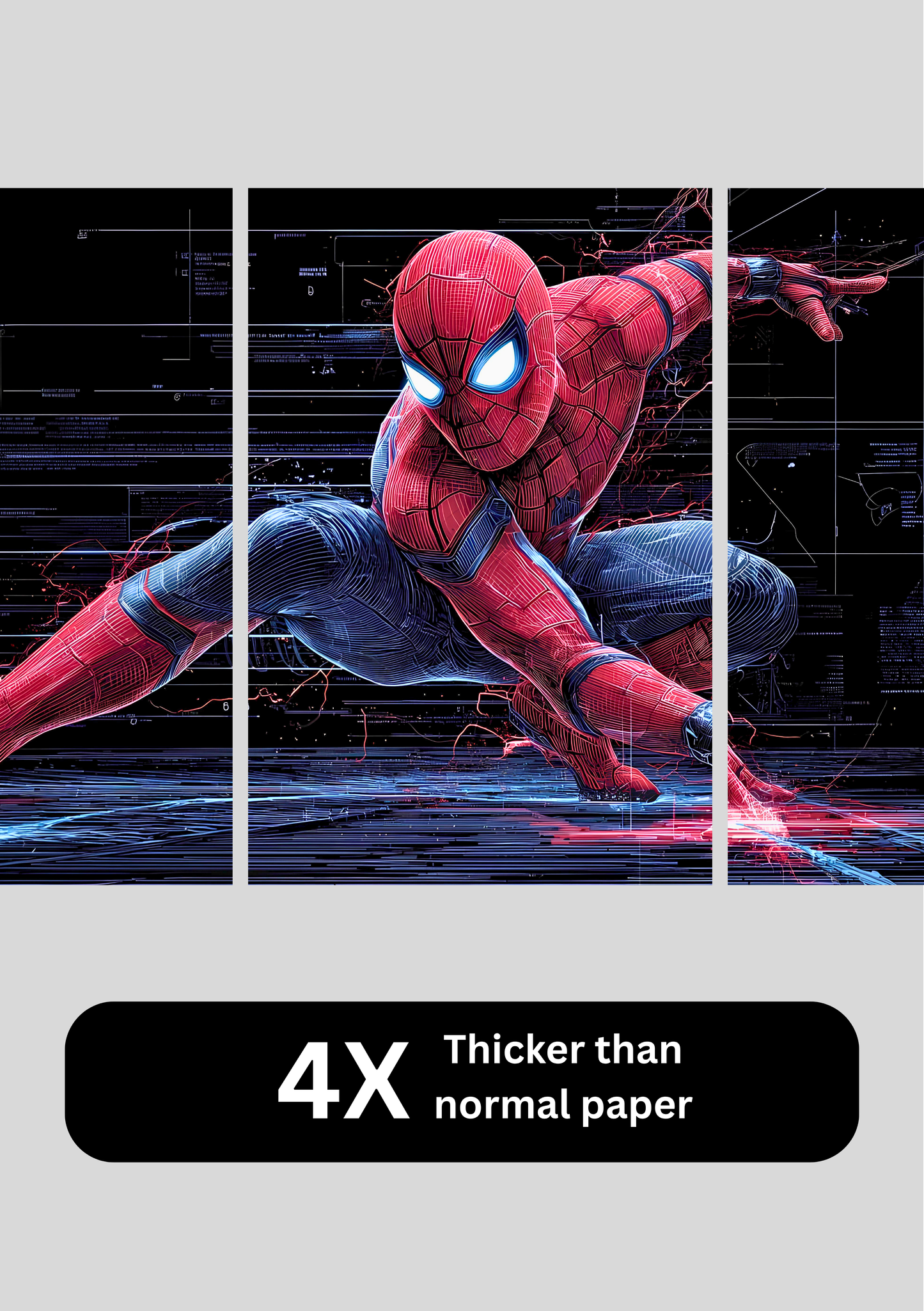 Spider Mann Split Poster for Wall | 3 Large A3 Sized Spider Mann Posters for Room Decor | Huge 89 x 42 cm Superhero Wall Art for Bedroom, Gaming Room & Office