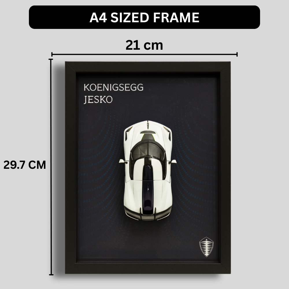 Premium Koenigsegg Jesko 3D Car Frame – Luxury Diecast Wall Art with Real Car on Frame | 1:32 Scale Supercar Display for Collectors & Hypercar Enthusiasts