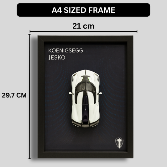 Premium Koenigsegg Jesko 3D Car Frame – Luxury Diecast Wall Art with Real Car on Frame | 1:32 Scale Supercar Display for Collectors & Hypercar Enthusiasts