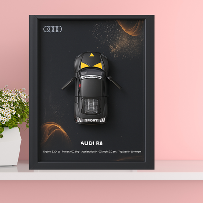 Audi R8 3D Supercar Wall Art – Diecast Car 1:43 Model