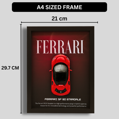 Premium Ferrari SF90 Stradale 3D Car Frame – Luxury 1:32 Scale Diecast Wall Art for Collectors & Supercar Enthusiasts | Modern Decorative Car Frame