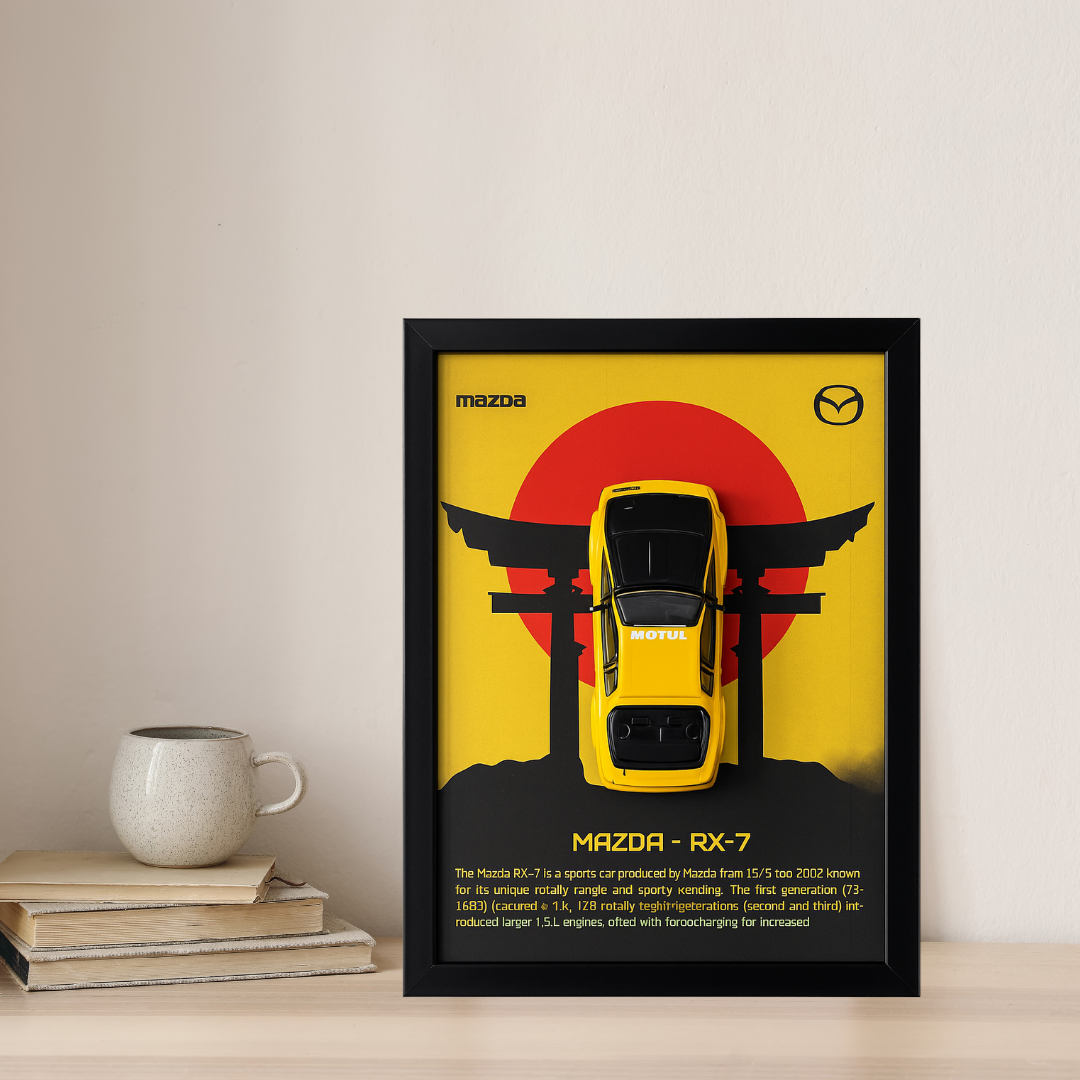 Mazda Rx-7 Diecast Car Frame 1:32  – 3D Wall Art