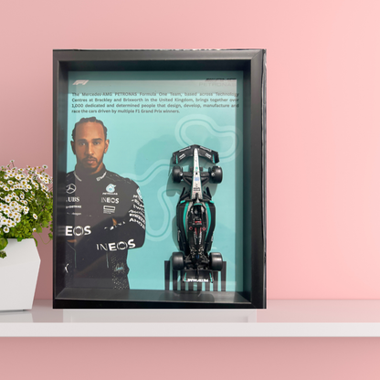 Lewis Hamilton with Bburagos F1 AMG Petronas Diecast Car Frame 1:43  – 3D Wall Art