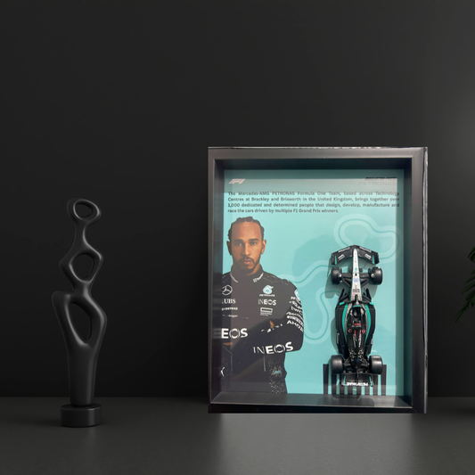 Lewis Hamilton with Bburagos F1 AMG Petronas Diecast Car Frame 1:43  – 3D Wall Art