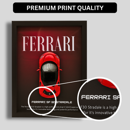 Premium Ferrari SF90 Stradale 3D Car Frame – Luxury 1:32 Scale Diecast Wall Art for Collectors & Supercar Enthusiasts | Modern Decorative Car Frame