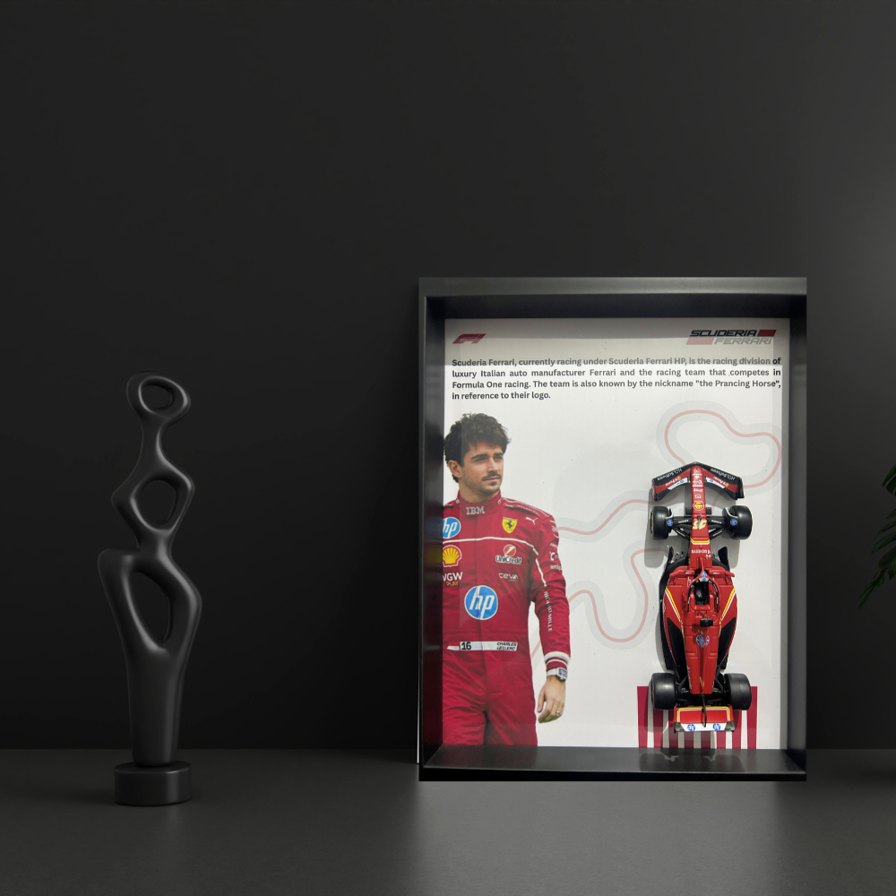 Charles Lelerc with Bburagos F1 Scuderia Ferrari Diecast Car Frame 1:43  – 3D Wall Art