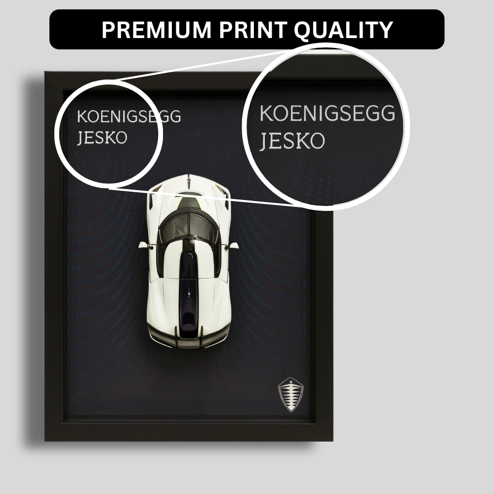 Premium Koenigsegg Jesko 3D Car Frame – Luxury Diecast Wall Art with Real Car on Frame | 1:32 Scale Supercar Display for Collectors & Hypercar Enthusiasts