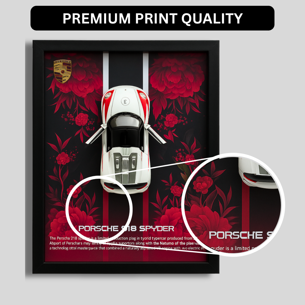 Premium Porsche 918 Spyder 3D Car Frame – Luxury Diecast Wall Art for Collectors & Supercar Enthusiasts (1:32 Scale)