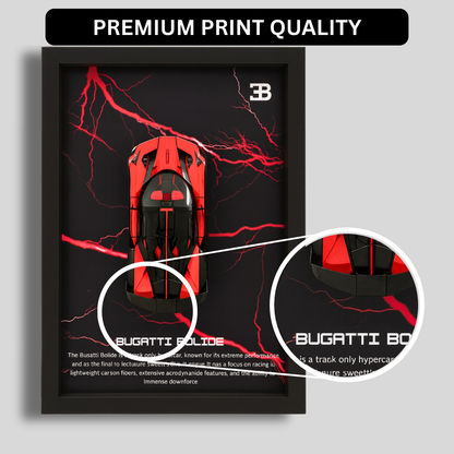 Premium Bugatti Bolide 3D Car Frame – Luxury 1:32 Scale Diecast Wall Art for Collectors & Supercar Enthusiasts | Modern Decorative Car Frame