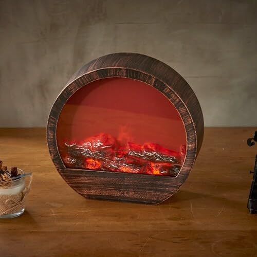 Portable Tabletop LED Fireplace – Realistic Flame Simulation Decorative Mini Fireplace for Home, Office & Holiday Ambiance