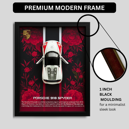 Premium Porsche 918 Spyder 3D Car Frame – Luxury Diecast Wall Art for Collectors & Supercar Enthusiasts (1:32 Scale)