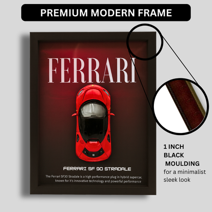 Premium Ferrari SF90 Stradale 3D Car Frame – Luxury 1:32 Scale Diecast Wall Art for Collectors & Supercar Enthusiasts | Modern Decorative Car Frame