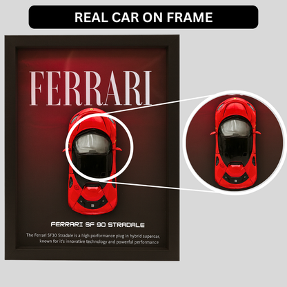 Premium Ferrari SF90 Stradale 3D Car Frame – Luxury 1:32 Scale Diecast Wall Art for Collectors & Supercar Enthusiasts | Modern Decorative Car Frame
