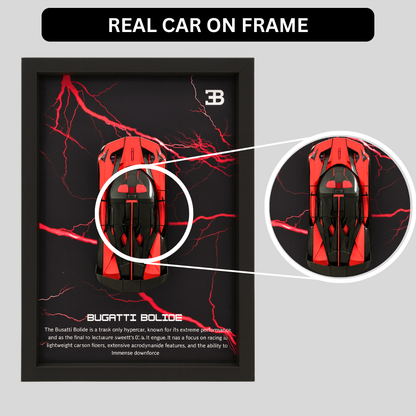 Premium Bugatti Bolide 3D Car Frame – Luxury 1:32 Scale Diecast Wall Art for Collectors & Supercar Enthusiasts | Modern Decorative Car Frame