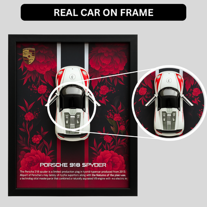 Premium Porsche 918 Spyder 3D Car Frame – Luxury Diecast Wall Art for Collectors & Supercar Enthusiasts (1:32 Scale)