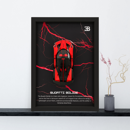 Premium Bugatti Bolide 3D Car Frame – Luxury 1:32 Scale Diecast Wall Art for Collectors & Supercar Enthusiasts | Modern Decorative Car Frame