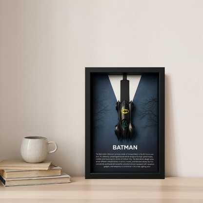 Batman Batmobile V1 3D Framed Collectible Display – Diecast Car 1:64 Model