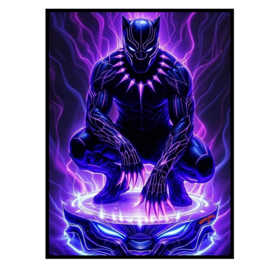 Premium Black Panther Wall Art – Aesthetic 2D Frame for Home & Office Decor | Marvel Superhero Collectible