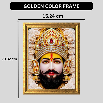 Khatu Shyam Ji Golden Frame Wall Art | HD Gloss Finish Devotional Portrait | Premium Hindu Religious Photo Frame for Home Mandir, Pooja Room & Office