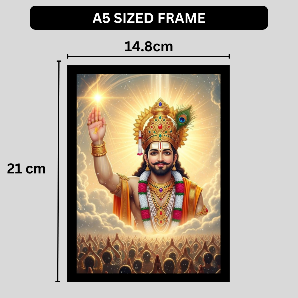 Khatu Shyam Ji Golden Frame Wall Art | HD Gloss Finish Devotional Portrait | Premium Hindu Religious Photo Frame for Home, Mandir & Office Decor