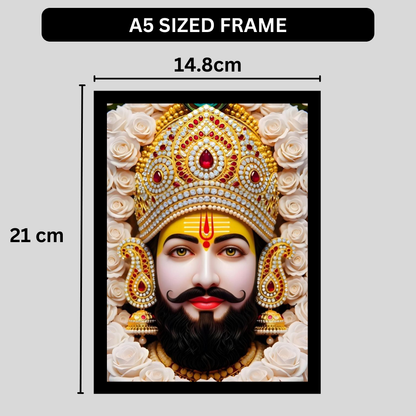 Khatu Shyam Ji Golden Frame Wall Art | HD Gloss Finish Devotional Portrait | Premium Hindu Religious Photo Frame for Home Mandir, Pooja Room & Office