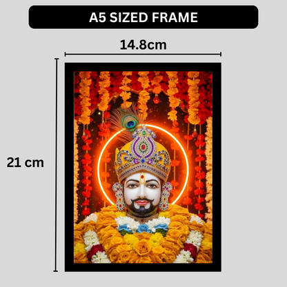Shri Khatu Shyam Ji Golden Mukut Wall Frame | HD Gloss Finish Devotional Photo | Premium Hindu Religious Wall Art for Home Mandir, Pooja Room & Office