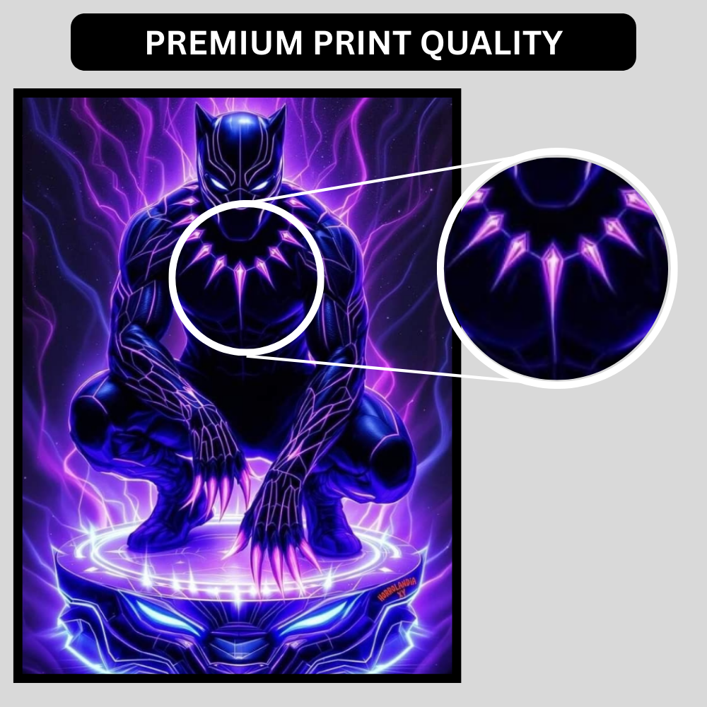 Premium Black Panther Wall Art – Aesthetic 2D Frame for Home & Office Decor | Marvel Superhero Collectible