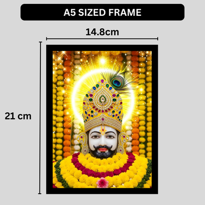 Shri Khatu Shyam Ji Golden Crown Wall Frame | HD Gloss Finish Devotional Photo | Premium Hindu Religious Wall Art for Home Mandir, Pooja Room & Office