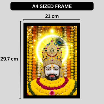 Shri Khatu Shyam Ji Golden Crown Wall Frame | HD Gloss Finish Devotional Photo | Premium Hindu Religious Wall Art for Home Mandir, Pooja Room & Office