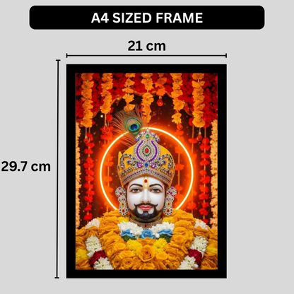 Shri Khatu Shyam Ji Golden Mukut Wall Frame | HD Gloss Finish Devotional Photo | Premium Hindu Religious Wall Art for Home Mandir, Pooja Room & Office