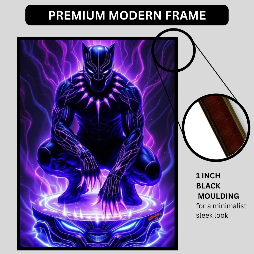 Premium Black Panther Wall Art – Aesthetic 2D Frame for Home & Office Decor | Marvel Superhero Collectible
