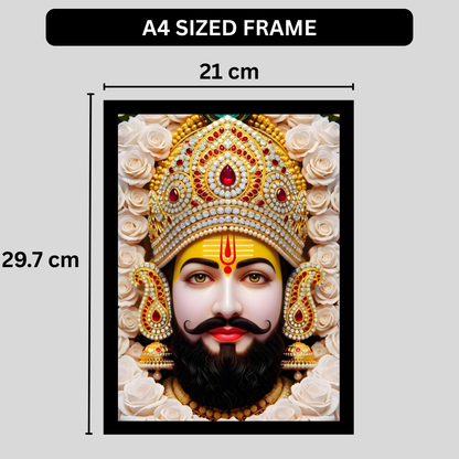 Khatu Shyam Ji Golden Frame Wall Art | HD Gloss Finish Devotional Portrait | Premium Hindu Religious Photo Frame for Home Mandir, Pooja Room & Office